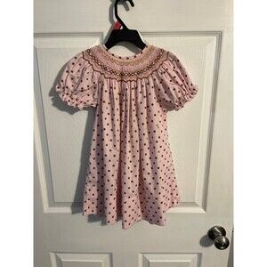Rosalina Collections Smocked Dress Size 24M Pink/Brown